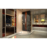 DreamLine DL-6050-22-01 Prism Lux 36 in. D x 36 in. W x 74 3/4 in. H Frameless Shower Enclosure in Chrome and Corner Drain Biscuit Base