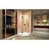 DreamLine DL-6051-06 Prism Lux 38 in. D x 38 in. W x 74 3/4 in. H Frameless Shower Enclosure in Oil Rubbed Bronze and Corner Drain White Base