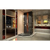 DreamLine DL-6052-88-01 Prism Lux 40 in. D x 40 in. W x 74 3/4 in. H Frameless Shower Enclosure in Chrome and Corner Drain Black Base