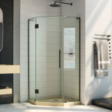 DreamLine DL-6060-22-06 Prism Plus 36 in. D x 36 in. W x 74 3/4 in. H Frameless Shower Enclosure in Oil Rubbed Bronze, Corner Drain Biscuit Base