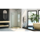 DreamLine DL-6061-22-04 Prism Plus 38 in. D x 38 in. W x 74 3/4 in. H Frameless Shower Enclosure in Brushed Nickel and Corner Drain Biscuit Base