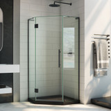 DreamLine DL-6062-88-09 Prism Plus 40 in. D x 40 in. W x 74 3/4 in. H Frameless Shower Enclosure in Satin Black and Corner Drain Black Base