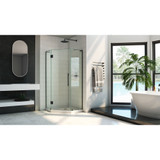 DreamLine DL-6063-09 Prism Plus 42 in. D x 42 in. W x 74 3/4 in. H Frameless Shower Enclosure in Satin Black and Corner Drain White Base