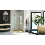 DreamLine DL-6063-22-01 Prism Plus 42 in. D x 42 in. W x 74 3/4 in. H Frameless Shower Enclosure in Chrome and Corner Drain Biscuit Base