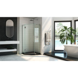 DreamLine DL-6063-88-01 Prism Plus 42 in. D x 42 in. W x 74 3/4 in. H Frameless Shower Enclosure in Chrome and Corner Drain Black Base