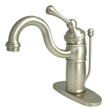 Kingston Brass Single Handle Mono Deck Lavatory Faucet with Pop-Up Drain Drain & Optional Deck Plate - Satin Nickel - KB1408BL
