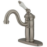 Kingston Brass Single Handle Mono Deck Lavatory Faucet with Pop-Up Drain Drain & Optional Deck Plate - Brushed Nickel KB1408PL