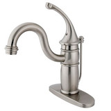 Kingston Brass Single Handle Mono Deck Lavatory Faucet with Pop-Up Drain Drain & Optional Deck Plate - Brushed Nickel KB1408GL