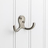Hardware Resources 1-7/8" Double Zinc Wall Mount Coat and Hat Hook - Screws Included - Satin Nickel - YD15-187SN