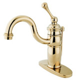 Kingston Brass Single Handle Mono Deck Lavatory Faucet with Pop-Up Drain Drain & Optional Deck Plate - Polished Brass - KB1402BL