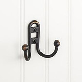 Hardware Resources 2-9/16" Double Zinc Wall Mount Coat and Hat Hook - Screws Included - Brushed Oil Rubbed Bronze - YD25-256DBAC