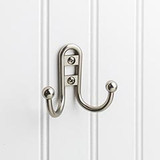 Hardware Resources 2-9/16" Double Zinc Wall Mount Coat and Hat Hook - Screws Included - Satin Nickel - YD25-256SN