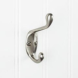 Hardware Resources 3-3/8" Double Zinc Wall Mount Coat and Hat Hook - Screws Included - Satin Nickel - YD40-337SN