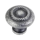 Hardware Resources Z117-SIM 1-1/4" Diameter Cabinet Knob with Rope Detail - Screws Included - Distressed Antique Silver