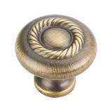 Hardware Resources Z117-ABSB 1-1/4" Diameter Cabinet Knob with Rope Detail - Screws Included - Antique Brushed Satin Brass