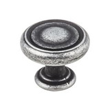 Hardware Resources 1-1/4" Diameter Button Cabinet Knob - Screws Included - Distressed Antique Silver - 117SIM