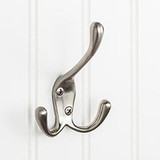 Hardware Resources 4" Triple Zinc Wall Mount Coat and Hat Hook - Screws Included - Satin Nickel - YT40-400SN