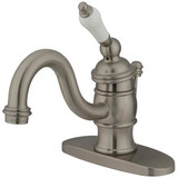 Kingston Brass Single Handle Lavatory Faucet with Pop-Up Drain & Optional Deck Plate - Satin Nickel KB3408PL