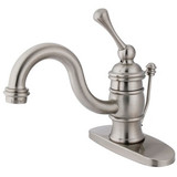 Kingston Brass Single Handle Lavatory Faucet with Pop-Up Drain & Optional Deck Plate - Satin Nickel - KB3408BL