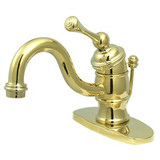 Kingston Brass Single Handle Lavatory Faucet with Pop-Up Drain & Optional Deck Plate - Polished Brass