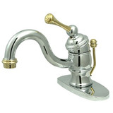 Kingston Brass Single Handle Lavatory Faucet with Pop-Up Drain & Optional Deck Plate - Polished Chrome/Polished Brass