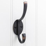 Hardware Resources 5-7/8" Double Zinc Wall Mount Decorative Coat and Hat Hook - Screws Included - Brushed Oil Rubbed Bronze - YD55-587DBAC
