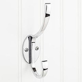 Hardware Resources 5-7/8" Double Zinc Wall Mount Decorative Coat and Hat Hook - Screws Included - Polished Chrome - YD55-587PC