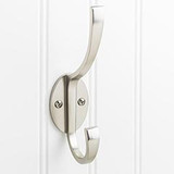 Hardware Resources 5-7/8" Double Zinc Wall Mount Decorative Coat and Hat Hook - Screws Included - Satin Nickel - YD55-587SN