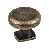 Hardware Resources MO6303ABM-D 1-3/8" Diameter Forged Look Flat Bottom Cabinet Knob - Screws Included - Distressed Antique Brass