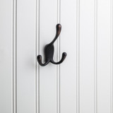 Hardware Resources 4" Triple Zinc Concealed Mount Decorative Coat and Hat Hook - Screws Included - Brushed Oil Rubbed Bronze - YT40C-400DBAC