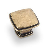 Hardware Resources 1-3/16" Overall Length Plain Square Cabinet Knob - Screws Included - Distressed Antique Brass - 1091AEM