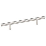 Hardware Resources 206 mm (8-1/8") Overall Length 7/16" Diameter Steel Cabinet Bar Pull with Beveled Ends - Screws Included - 128 mm center-to-center Holes - Satin Nickel - 206SN