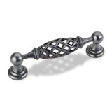 Hardware Resources 749-96B-DACM 4-11/16" Overall Length Birdcage Cabinet Pull - 96 mm center-to-center Holes - Screws Included - Gun Metal