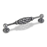 Hardware Resources 749-128B-SIM 5-15/16" Overall Length Birdcage Cabinet Pull - Screws Included - 128 mm center-to-center Holes - Distressed Antique Silver