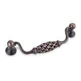 Hardware Resources 749-128DBAC 5-15/16" Overall Length Birdcage Cabinet Pull with backplates - Screws Included - 128 mm center-to-center Holes - Brushed Oil Rubbed Bronze