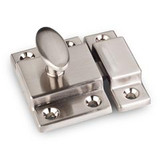 Hardware Resources CL101-SN 1-3/4" x 1-3/4" Overall Length Two Piece Spring Loaded Cupboard Latch with Six #5 x 5/8" Phillips screws - Satin Nickel