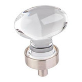 Hardware Resources 1-1/4" Overall Length Glass Football Cabinet Knob - Screws Included - Satin Nickel - G110SN