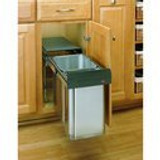 Richelieu 8785302SS 31.7 qt Pull-Out Stainless Steel Waste Container with Hardware - Set of 2