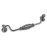Hardware Resources 749-160DACM 7-3/16" Overall Length Birdcage Cabinet Pull with backplates - 160 mm center-to-center Holes - Screws Included - Gun Metal