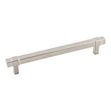 Hardware Resources 293-160SN 7-9/16" Overall Length Square Bar Pull - 160 mm center-to-center Holes - Screws Included - Satin Nickel