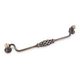 Hardware Resources 749-224ABSB 9-3/4" Overall Length Birdcage Cabinet Pull with Backplates - 224 mm center-to-center Holes - Screws Included - Antique Brushed Satin Brass