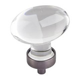 Hardware Resources 1-5/8" Overall Length Glass Football Cabinet Knob - Screws Included - Brushed Pewter - G110L-BNBDL