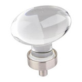 Hardware Resources 1-5/8" Overall Length Glass Football Cabinet Knob - Screws Included - Satin Nickel - G110L-SN