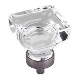 Hardware Resources 1-3/8" Overall Length Glass Square Cabinet Knob - Screws Included - Brushed Pewter - G140L-BNBDL