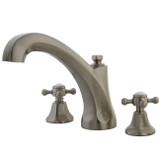 Kingston Brass Two Handle Roman Tub Filler Faucet with Cross Handles - Brushed Nickel - KS4328BX