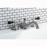 Kingston Brass Two Handle Roman Tub Filler Faucet With Black Porcelain Lever Handle - Brushed Nickel - KS3338PKL