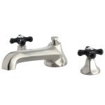 Kingston Brass Two Handle Roman Tub Filler Faucet With Black Porcelain Cross Handle - Brushed Nickel KS4308PKX