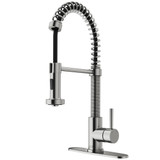 Vigo VG02001STK1 Edison Pull-Down Spray Kitchen Faucet With Deck Plate In Stainless Steel