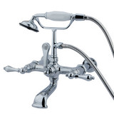 Kingston Brass Wall Mount Clawfoot Tub Filler Faucet with Hand Shower - Polished Chrome CC542T1