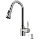 Vigo VG02013STK2 Aylesbury Pull-Down Spray Kitchen Faucet With Soap Dispenser In Stainless Steel